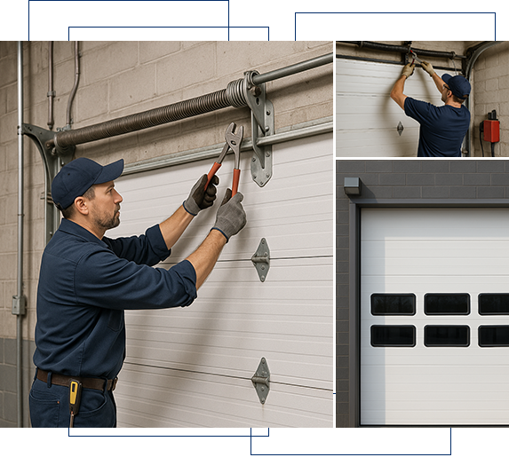 Technician installing custom garage door upgrades at a home in Beverly Hills